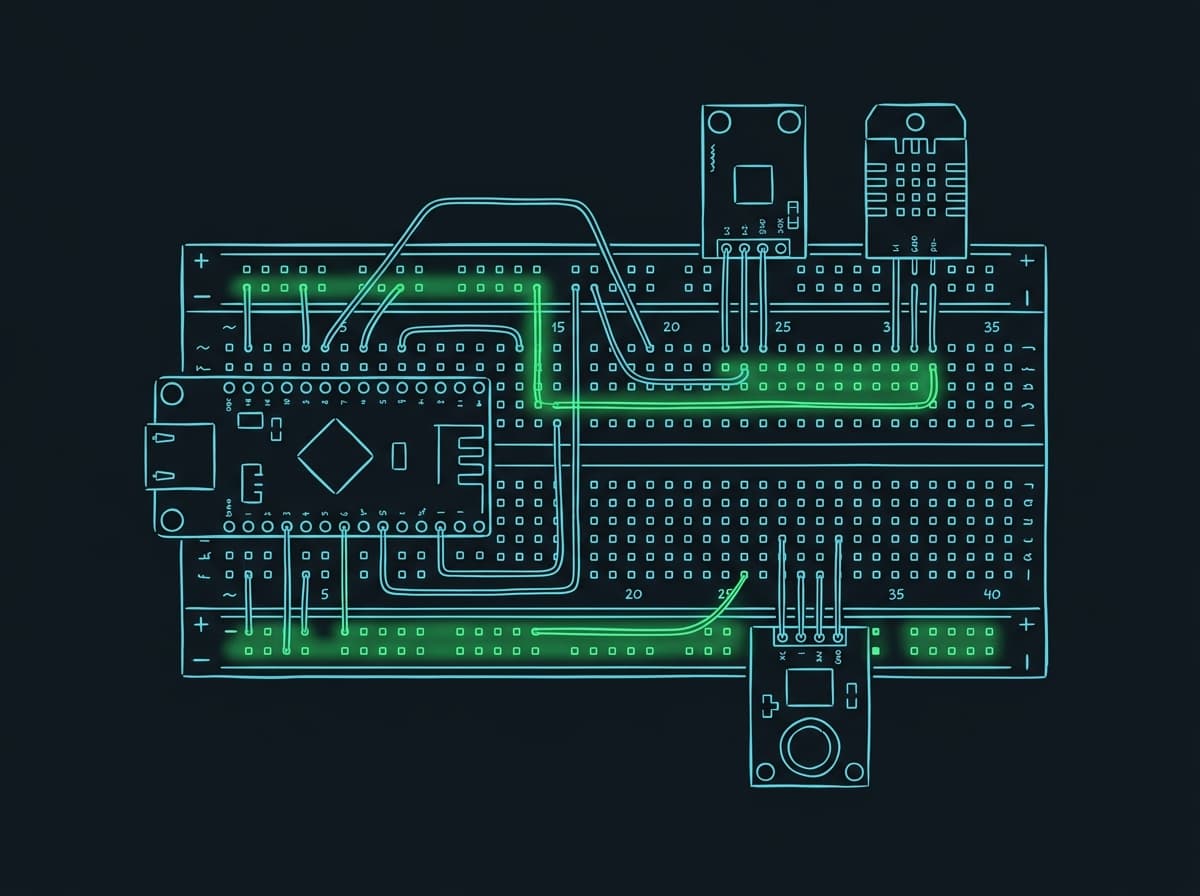 Illustrative breadboard wiring sketch