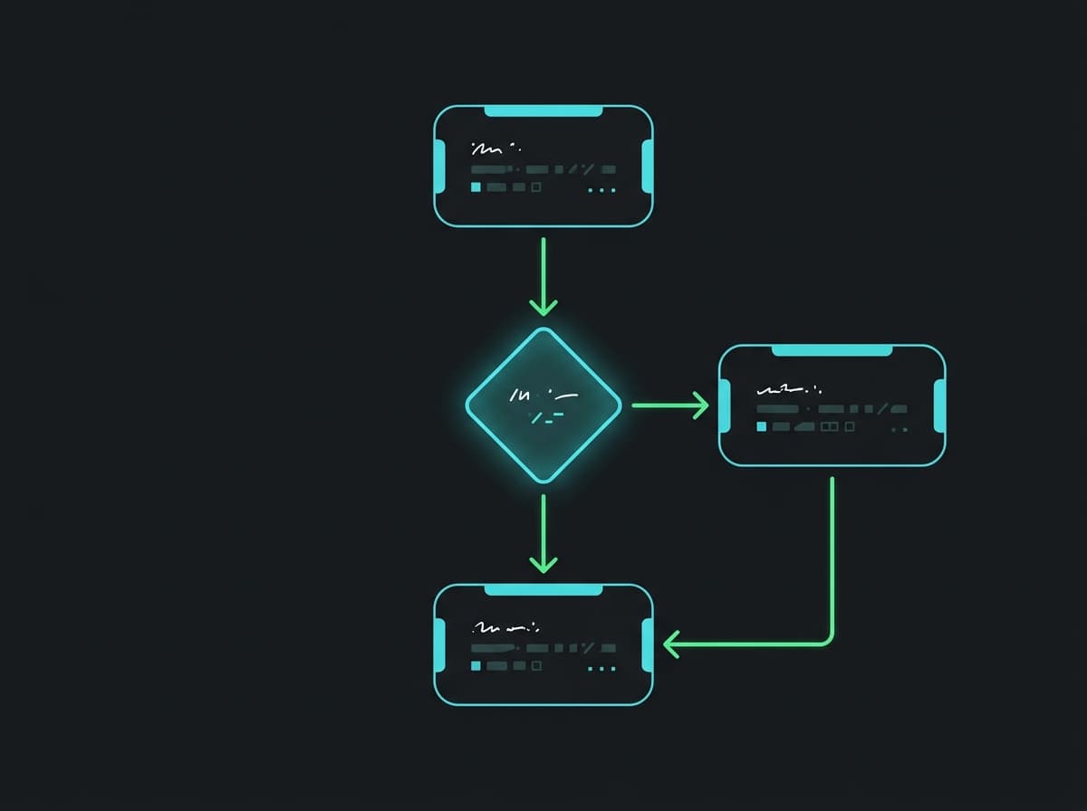 Logic flow — illustrative maker sketch, not to scale